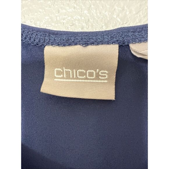 Chico's TRAVELERS Tank Top Sz 2 Large 12 14 Dary Navy Liquid Knit Wide Strap - Picture 4 of 10